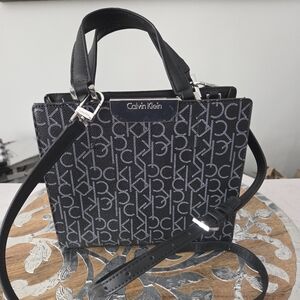 Calvin Klein Black Signature Logo Crossbody Bag